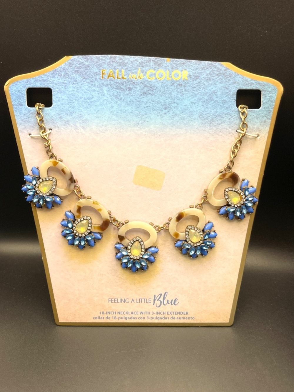 Fall into Color Blue Statement Necklace on Original Card
